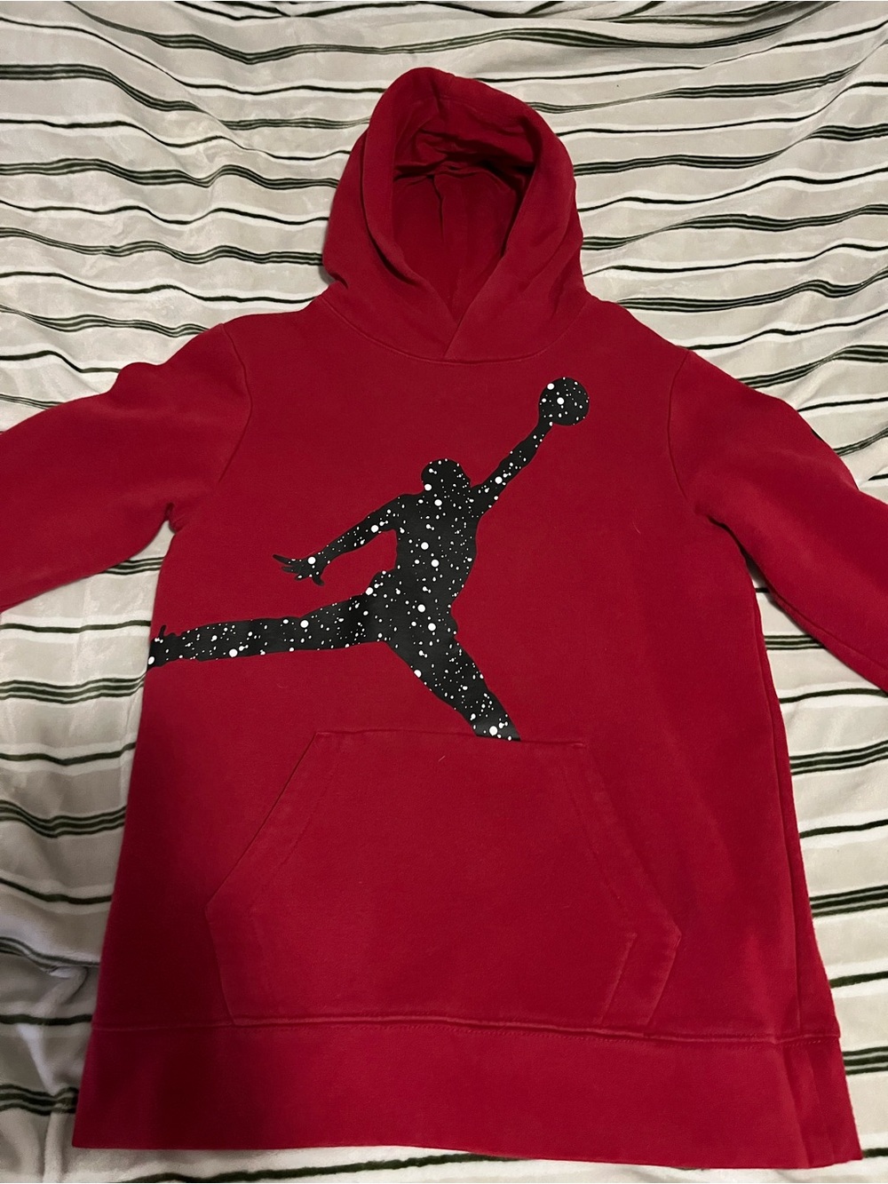 Jordan Men's Red Hoodie with Black Speckled Jumpman